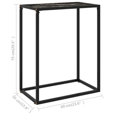 vidaXL コンソールテーブル ブラック 60x35x75cm 強化ガラス製