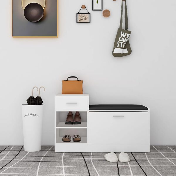 vidaXL シューズベンチ ホワイト 94.5x31x57cm エンジニアリングウッド