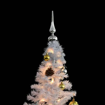 vidaXL 人工プレライトクリスマスツリー オーナメント付き ホワイト 150cm