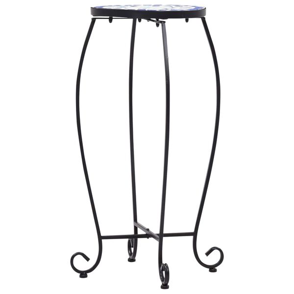 vidaXL モザイクテーブル 3点 セラミック製 ブルー＆ホワイト