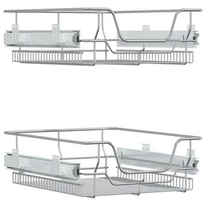 vidaXL 引き出し式ワイヤーバスケット 2点 シルバー 45 cm