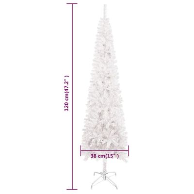 vidaXL スリム型 クリスマスツリー 120cm ホワイト