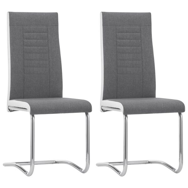 vidaXL カンチレバーダイニングチェア 2点セット ダークグレー 布張り