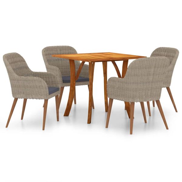 vidaXL ガーデンダイニング5点セット ブラウン