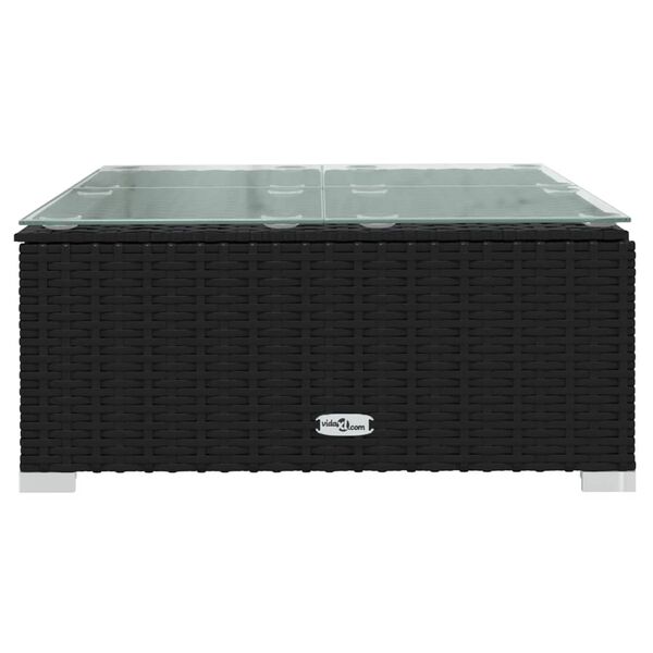 vidaXL ガーデンコーヒーテーブル ブラック 60x60x30cm ポリラタン＆ガラス製