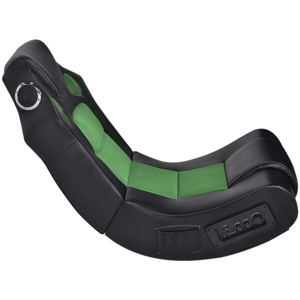 vidaXL ミュージックロッキングチェア ブラック＆グリーン 合成皮革張