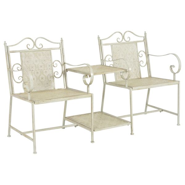 vidaXL 2人掛けガーデンベンチ 161cm スチール製 ホワイト