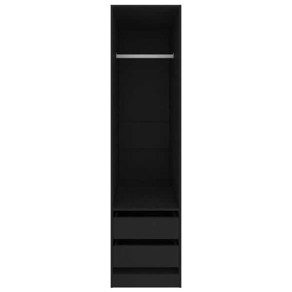 vidaXL 引き出し付き洋服ダンス ブラック 50x50x200cm パーティクルボード