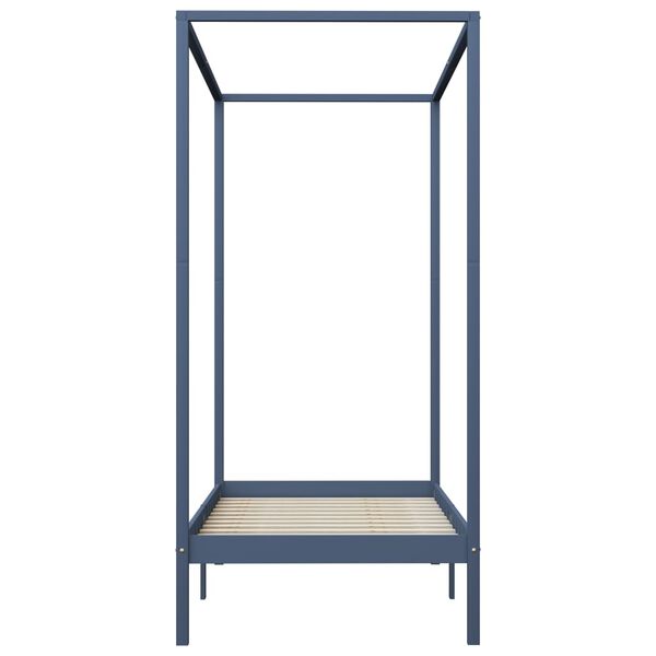 vidaXL ベッドフレーム キャノピー付き パイン無垢材 100x200cm グレー