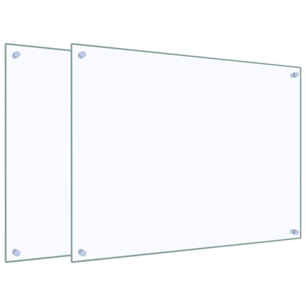 vidaXL キッチン用 汚れ防止板 2点 透明 80x60cm 強化ガラス製