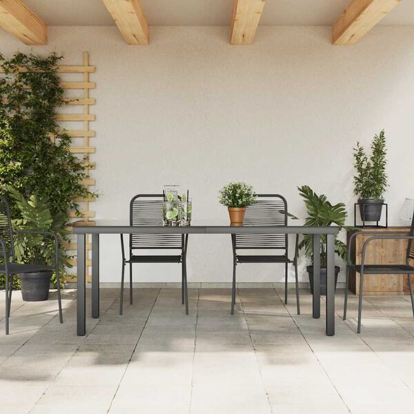 vidaXL ガーデンテーブル ブラック 190x90x74cm アルミ＆ガラス製