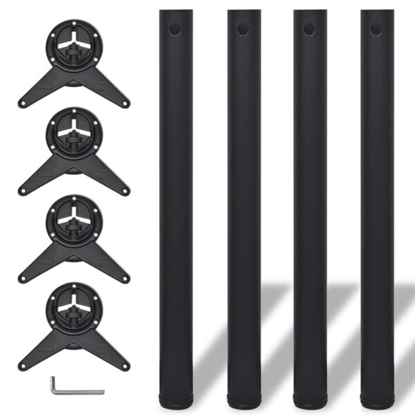 vidaXL テーブル脚 4点 高さ調節可能 ブラック 710mm