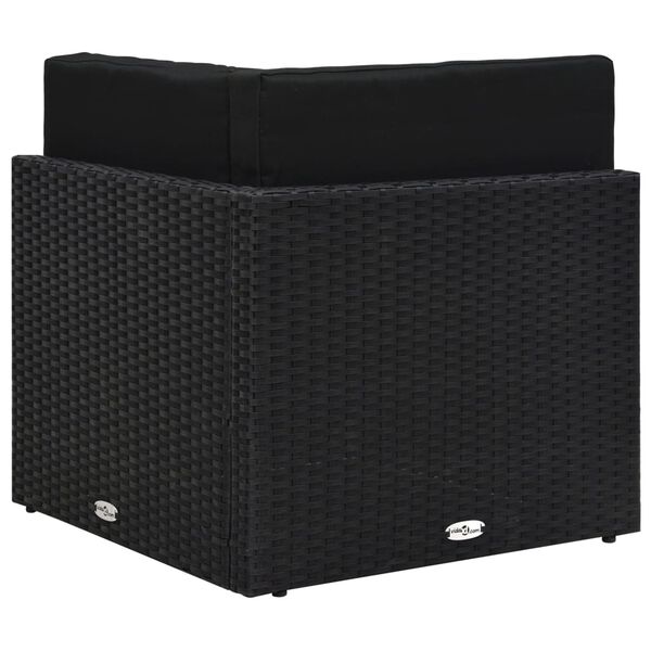 vidaXL ミドルソファセクション ポリラタン製 ブラック