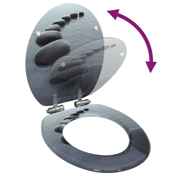 vidaXL トイレ便座 ソフトクローズ式ふた シンプル設計 MDF製 ストーンデザイン