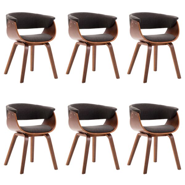 vidaXL ダイニングチェア 6点 グレー 曲木細工＆布製