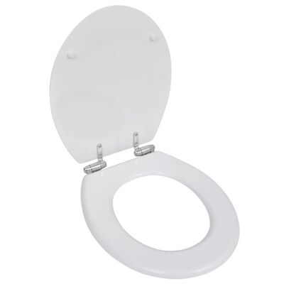 vidaXL トイレ便座 ソフトクローズ式ふた シンプル設計 MDF製 ホワイト