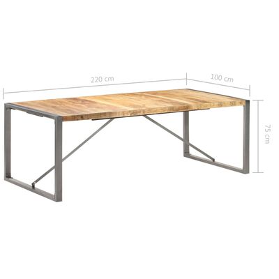 vidaXL ダイニングテーブル 220x100x75 cm マンゴー無垢材 (粗目)