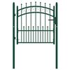 vidaXL フェンスゲート Emmen スパイク付き スチール製 104x97 cm グリーン