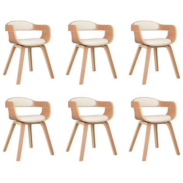 vidaXL ダイニングチェア 6点セット クリーム 曲げ木製＆合成皮革張り