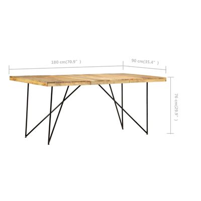 vidaXL ダイニングテーブル 180x90x76cm マンゴーウッド 無垢材