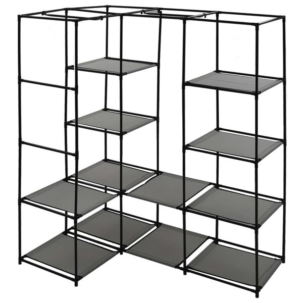 vidaXL コーナー型 洋服ダンス グレー 130x87x169cm