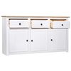 vidaXL サイドボード ホワイト 135x40x80cm パイン無垢材 パナマシリーズ