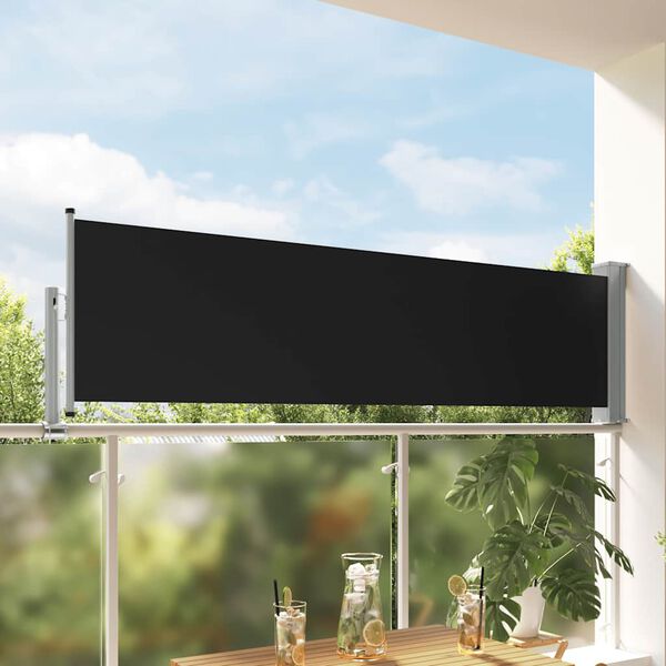 vidaXL パティオ用 引き込み式サイドオーニング 80x300cm ブラック