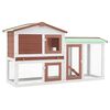 vidaXL 屋外用 大型うさぎ小屋 ブラウン＆ホワイト 145x45x84cm 木製