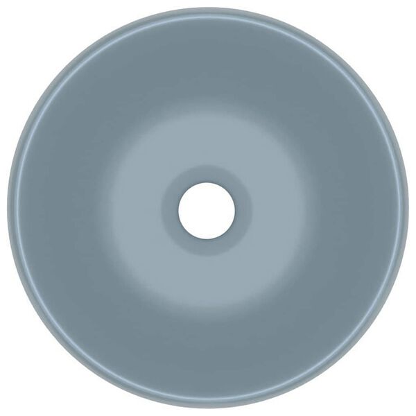 vidaXL ラグジュアリー 洗面器 丸型 マットライトブルー 40x15cm セラミック製