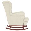 vidaXL ロッキングチェア ウィングバック クリーム ベルベット＆無垢材
