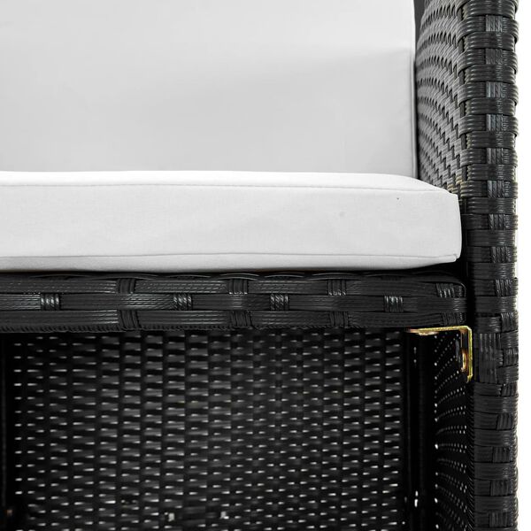 vidaXL 屋外ダイニング5点セット クッション付き ポリラタン製 ブラック