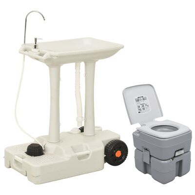 vidaXL ポータブルキャンプ用トイレ＆手洗いスタンドセット
