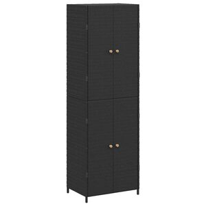 vidaXL ガーデン収納キャビネット ブラック 59x40x180 cm ポリラタン製