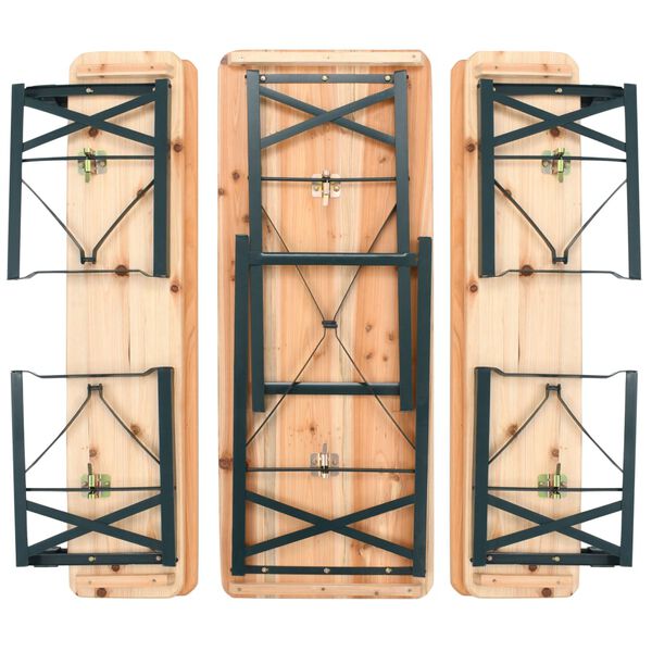 vidaXL 折りたたみ式 ビアテーブル ベンチ2点付き 118 cm モミ材