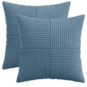vidaXL クッションカバー 2 pcs ALMELO ブルー 45 x 45 cm コーデュロイ