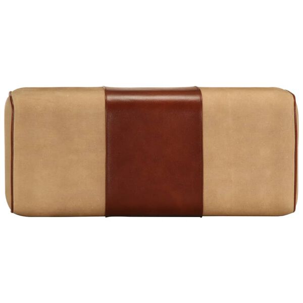 vidaXL ジム用 体操ベンチ 58cm ブラウン 本革＆マンゴー無垢材