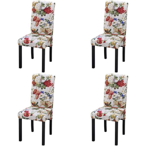 vidaXL ダイニングチェア 4点 布製 マルチカラー