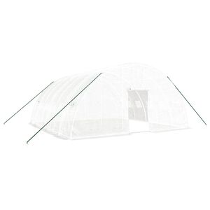vidaXL スチールフレーム温室 ホワイト 36 m&sup2; 6x6x2.85 m