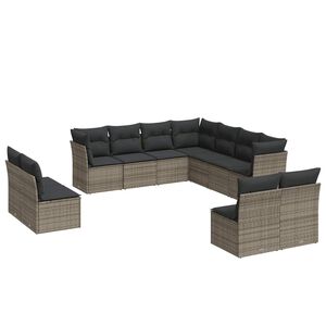 vidaXL ガーデンソファ11点セット クッション付き ポリラタン製 グレー