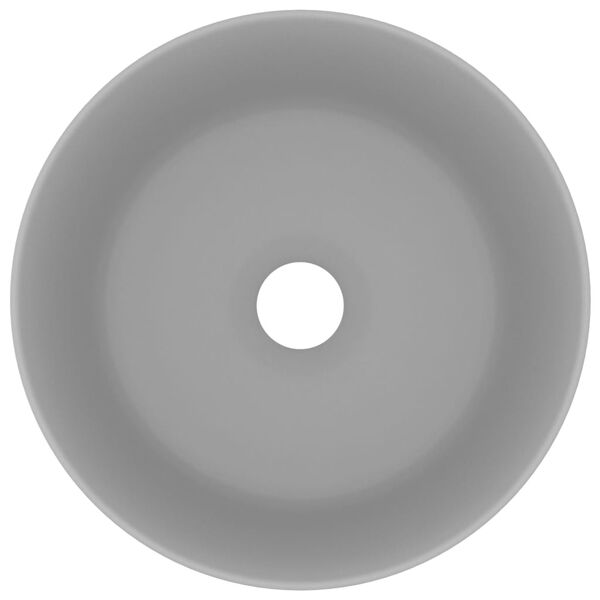 vidaXL ラグジュアリー 洗面器 丸型 マットライトグレー 40x15cm セラミック製
