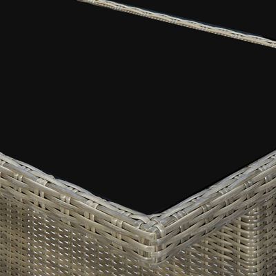 vidaXL ガーデンテーブル ブラウン ポリラタン＆強化ガラス