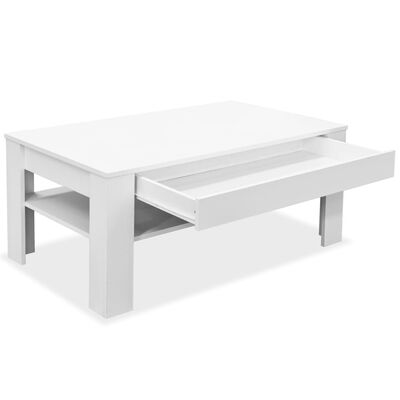 vidaXL コーヒーテーブル パーティクルボード 110x65x48cm ホワイト