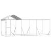 vidaXL 屋外犬小屋 屋根付き シルバー 6x2x2.5 m 亜鉛メッキ鋼製