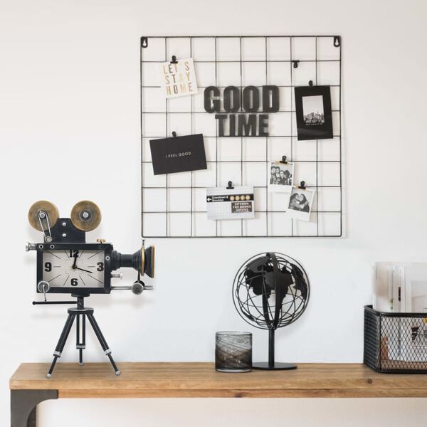 vidaXL 置き時計 鉄＆MDF製 34x18x47cm ブラック