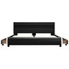 vidaXL ベッドフレーム LEDライト付き ブラック 合成皮革製 140x200cm