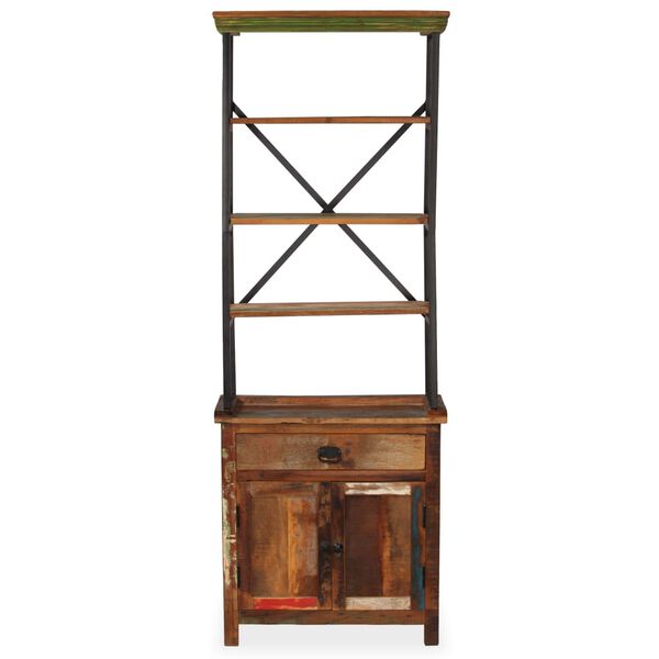 vidaXL サイドボード 棚付き 65x30x180cm 無垢の再生木材