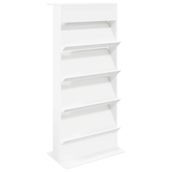 vidaXL マガジンラック 棚で ストレージ付き ホワイト 70 x 41 x 156 cm エンジニアリングウッド