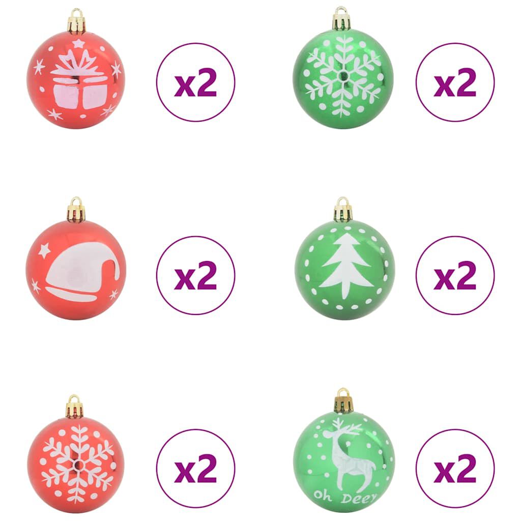 vidaXL クリスマスオーナメントセット 40 pcs 赤と緑 プラスチック