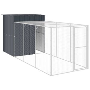 vidaXL 鶏小屋（ラン付き） アンスラサイト 165x455x181 cm 亜鉛メッキ鋼