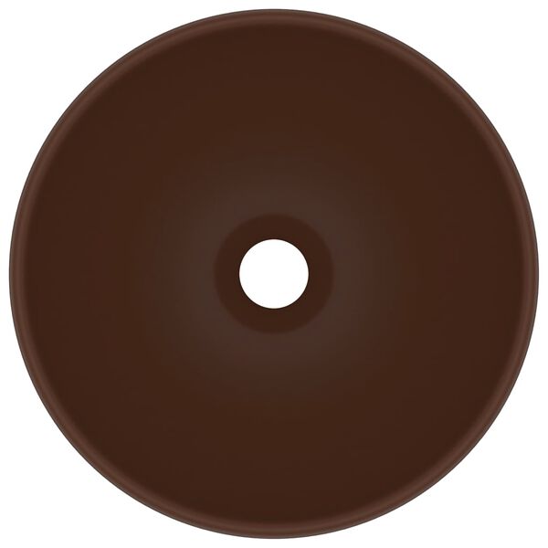 vidaXL バスルーム用 洗面器 丸型 マットダークブラウン 32.5x14cm セラミック